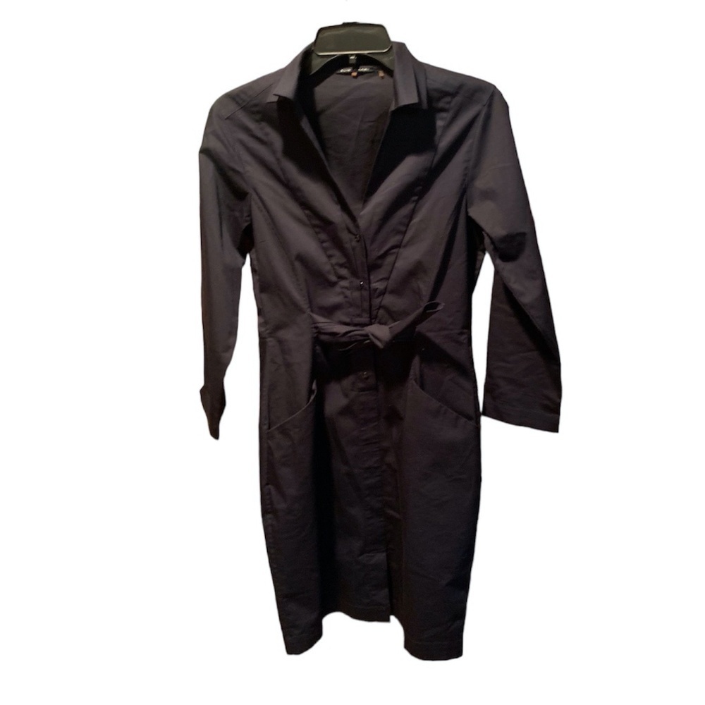 Elie Tahari Button Front Waist Tie Dress in Navy Size 2